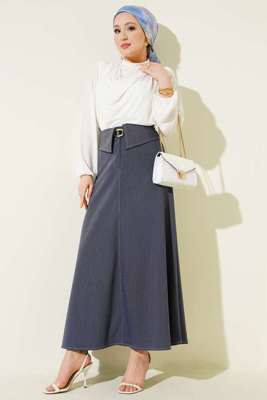 Two-Piece Belted Skirt Blue