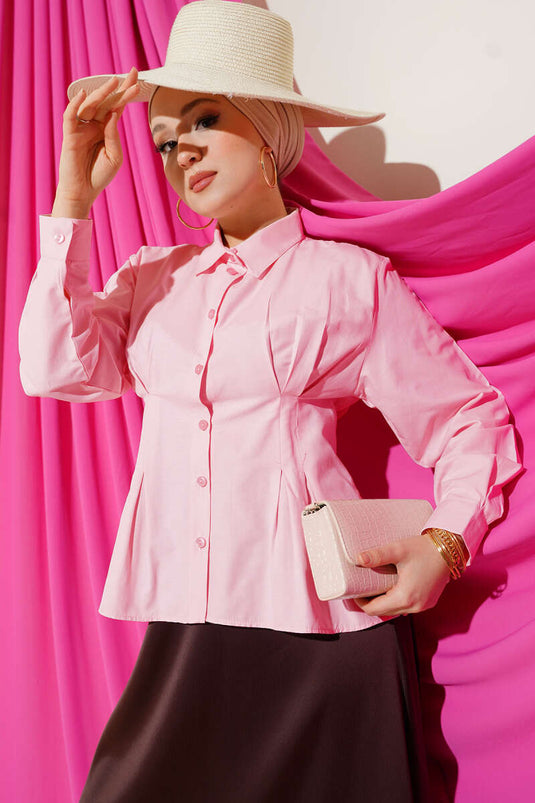 Camicia corta con dettagli Bel Pens rosa