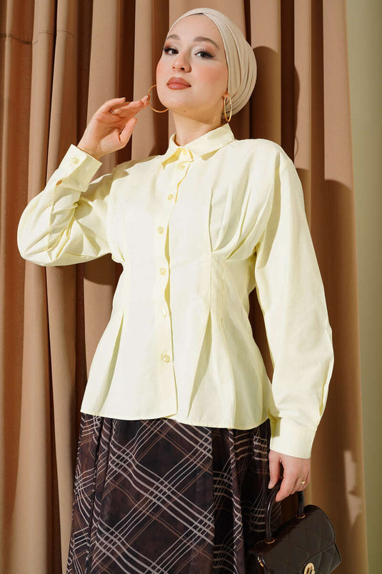 Chemise courte détaillée avec stylo Bel jaune