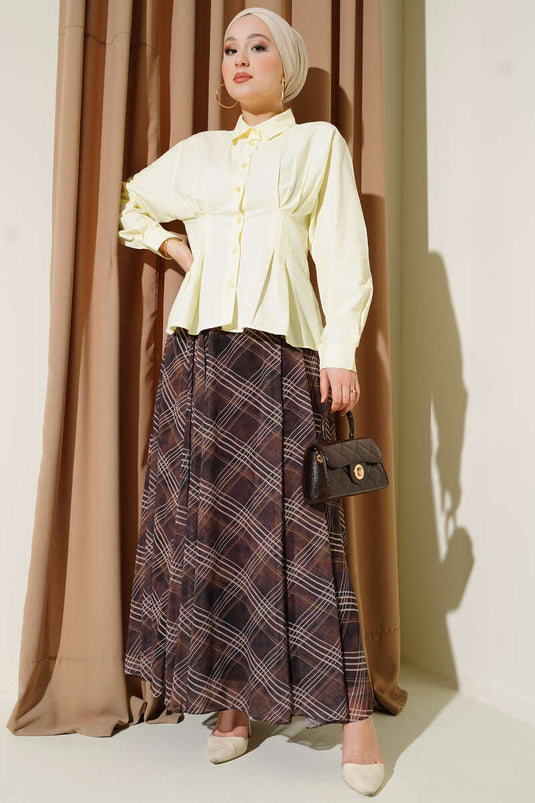 Chemise courte détaillée avec stylo Bel jaune