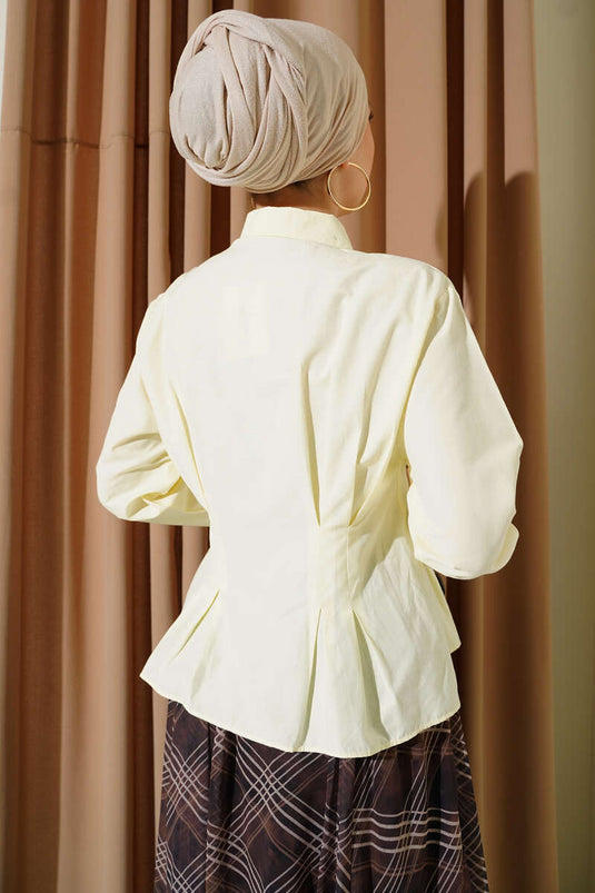 Chemise courte détaillée avec stylo Bel jaune