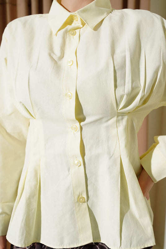 Chemise courte détaillée avec stylo Bel jaune