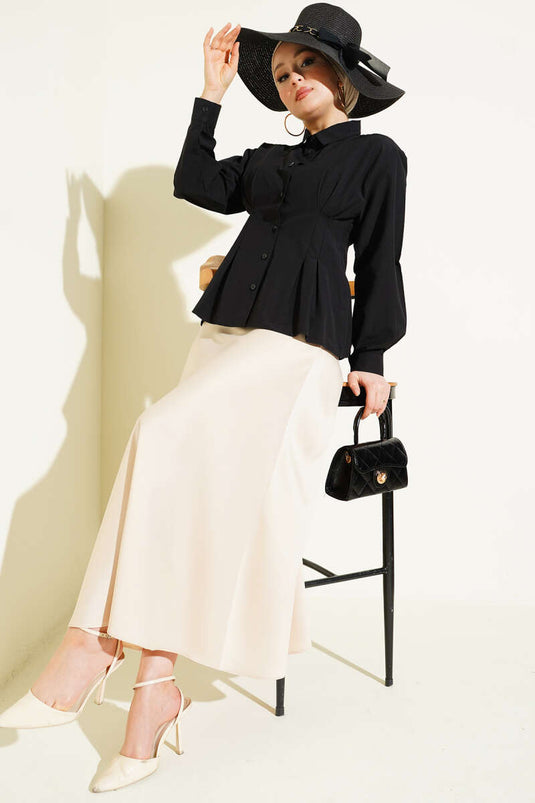 Camicia corta con dettagli eleganti Bel Pens nera