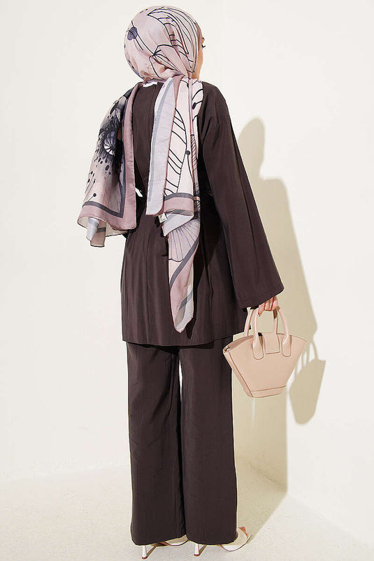 Ensemble modal ceinturé double corde Bel Pensli marron