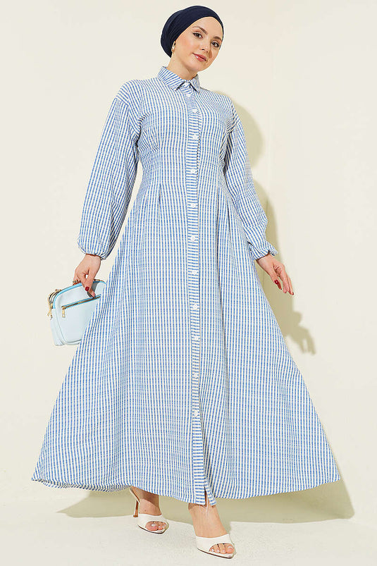 Robe boutonnée intégralement à rayures fines Bel Pensli indigo