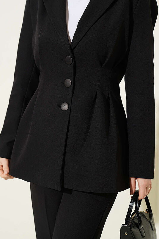 Bel Pencil Buttoned Jacket Two-Piece Set Black