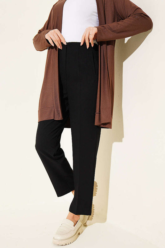 High-Waist Pencil Carrot Pants Black