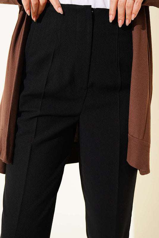 High-Waist Pencil Carrot Pants Black