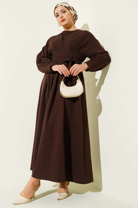 Robe double à ceinture Bel Pensli marron