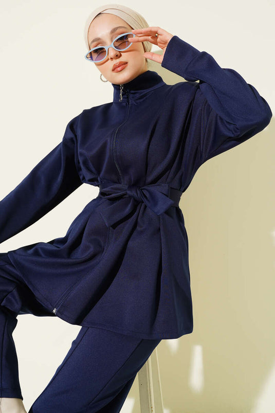 Bel Pensli Kuşaklı Scuba İkili Takım Lacivert