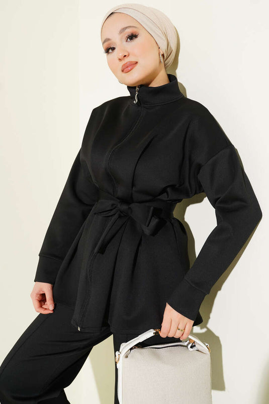 Bel Pensli Kuşaklı Scuba İkili Takım Siyah