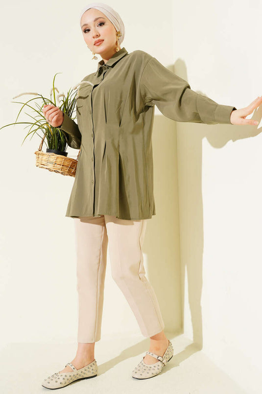 Waist Pencil Modal Shirt Khaki