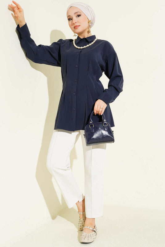 Chemise en modal Bel Pensli bleu marine