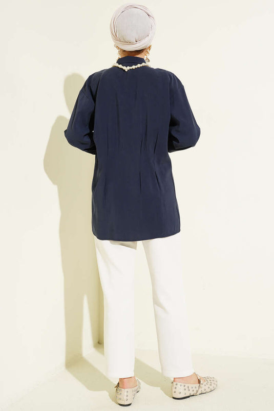 Chemise en modal Bel Pensli bleu marine