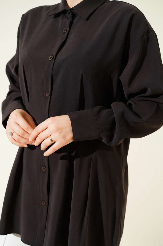 Bel Pensli Modal Gömlek Siyah