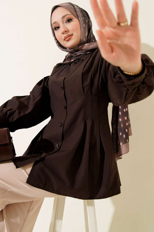 Camisa Bel Pensli Popelina Marrón Amargo