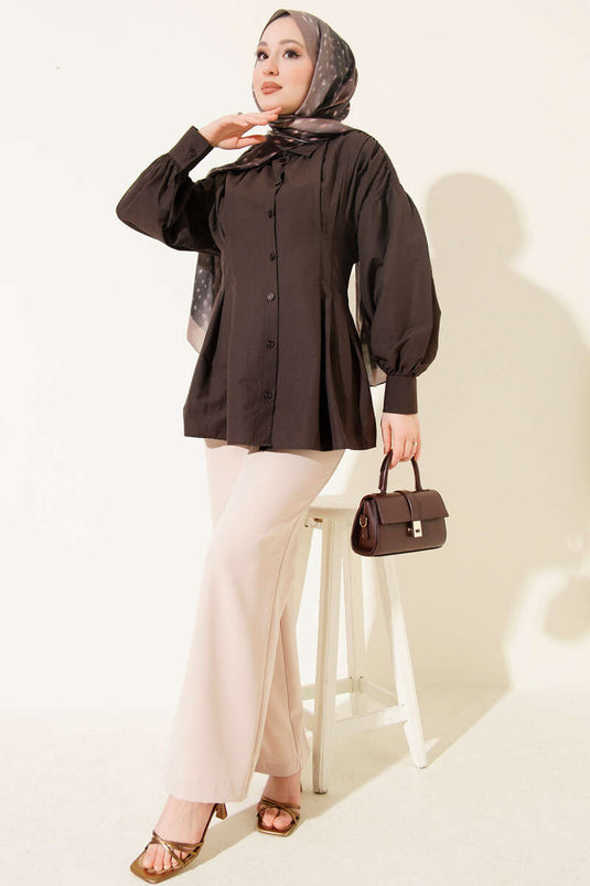 Camisa Bel Pensli Popelina Marrón Amargo