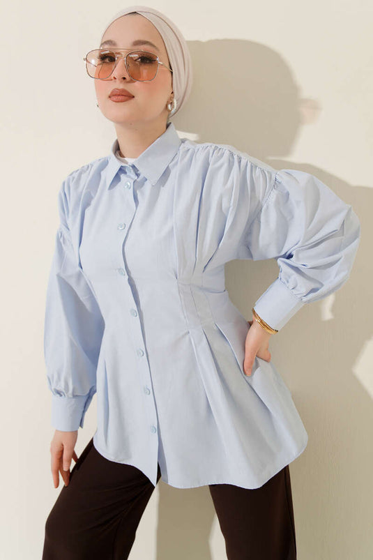 Bel Pencil Poplin Shirt Baby Blue