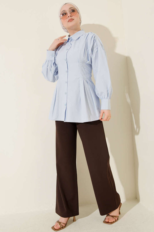 Bel Pencil Poplin Shirt Baby Blue