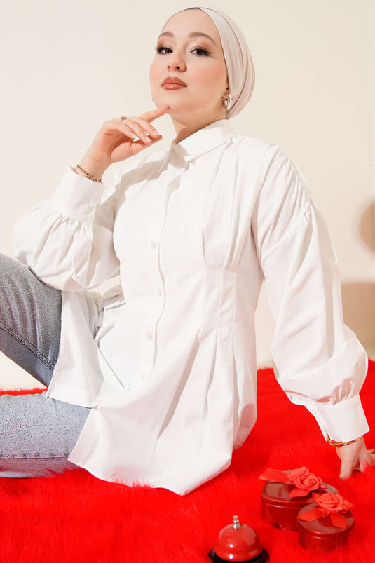 White Pencil Poplin Shirt