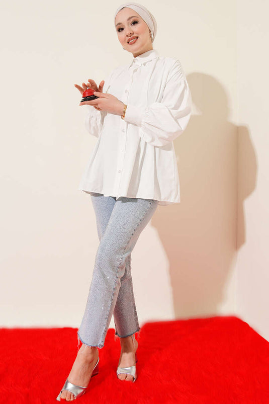 White Pencil Poplin Shirt