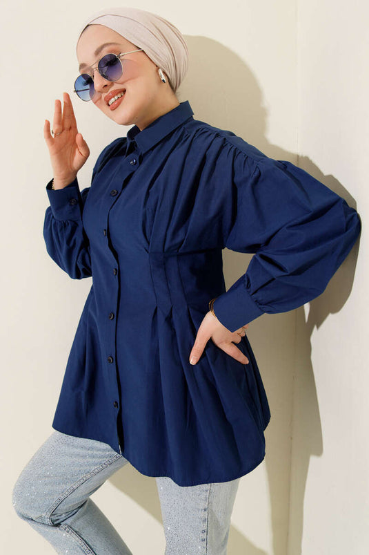 Slim Fit Poplin Shirt Navy Blue