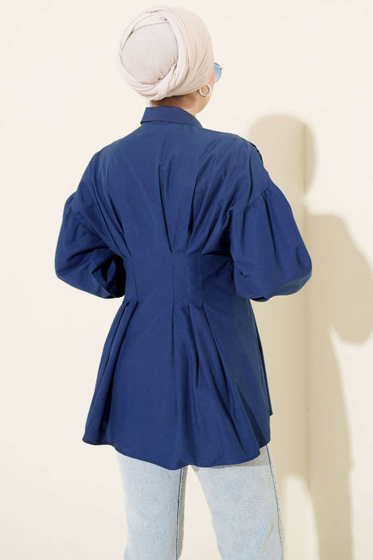 Slim Fit Poplin Shirt Navy Blue