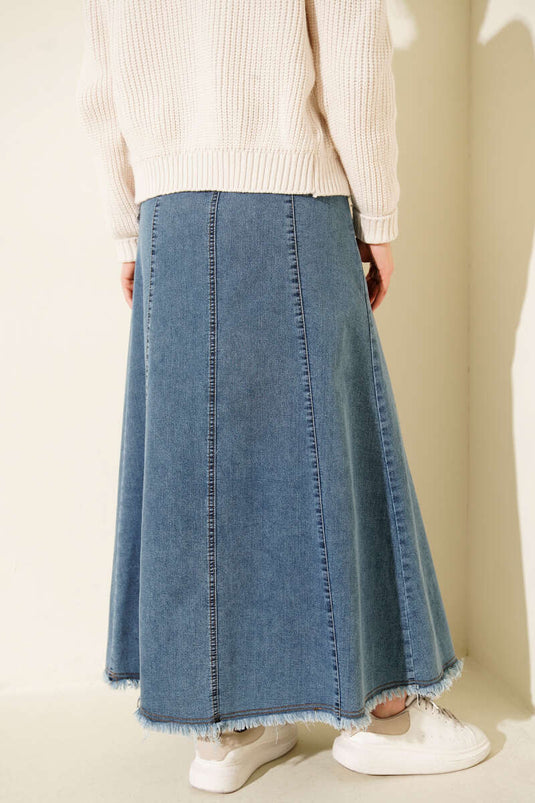 Jupe en jean bleue avec ceinture et détails de clous Bel Pile