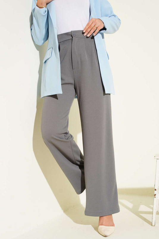 Bel Pileli Cepli Pantolon Füme