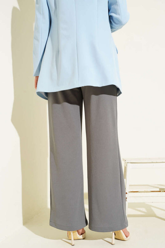 Bel Pileli Cepli Pantolon Füme