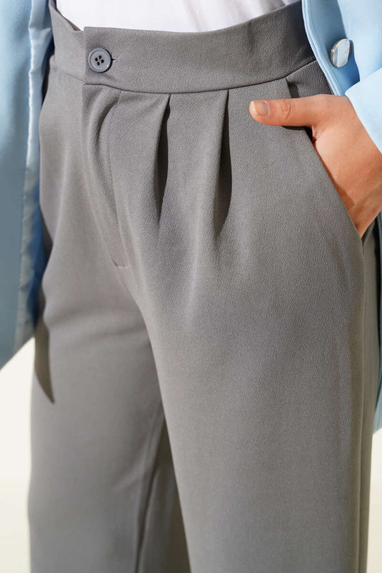 Bel Pileli Cepli Pantolon Füme