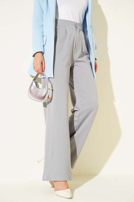 Pantalon à poches plissées à la taille gris