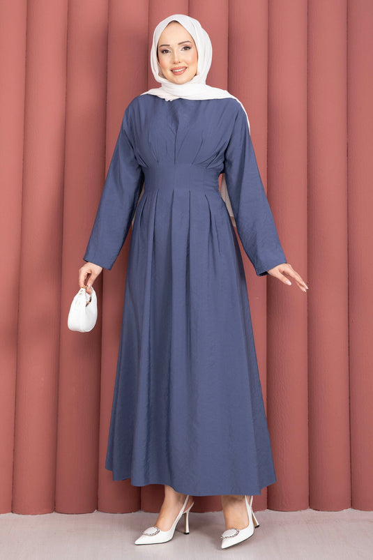 Robe ceinturée à plis Bel bleu parlement