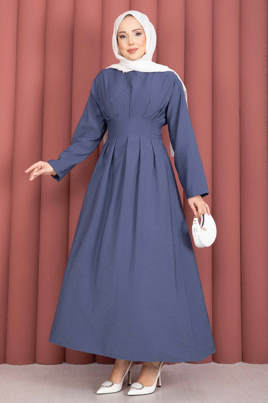 Robe ceinturée à plis Bel bleu parlement
