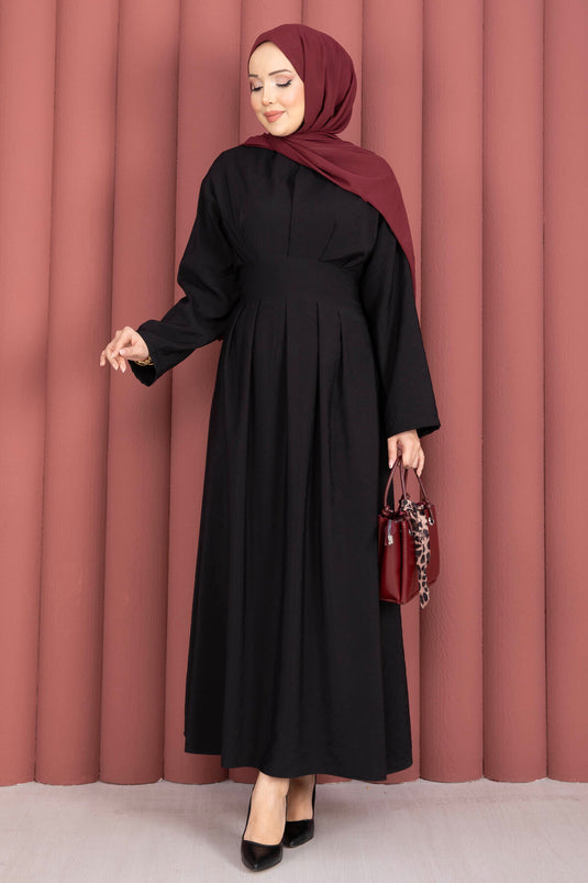 Dress with Waistband and Belt Detail Black