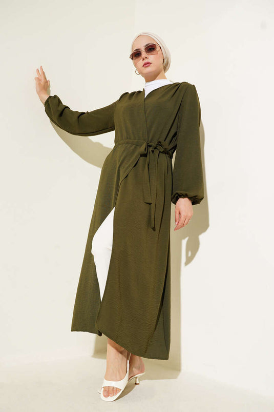 Bel Tünelli Bağlamalı Kap Haki