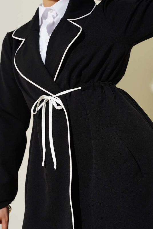 Bel Tünelli Detailed Biye Two-Piece Set Black