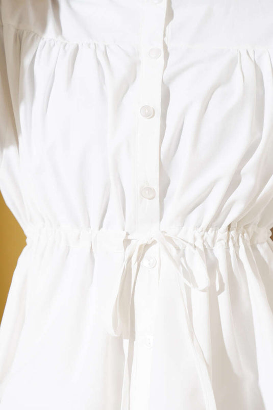 Chemisette courte froncée à tunnel Bel couleur écrue