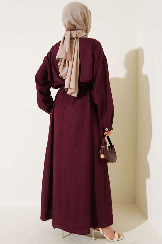 Waist Tunnel Jacket and Vest Set in Burgundy