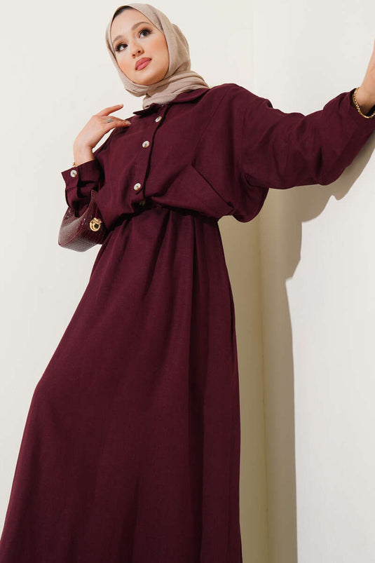 Waist Tunnel Jacket and Vest Set in Burgundy