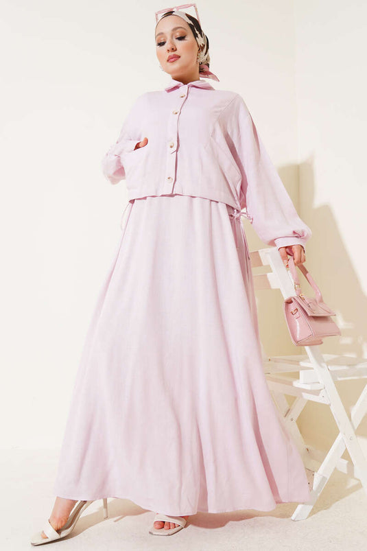 Ensemble gilet rose avec tunnel de taille et veste