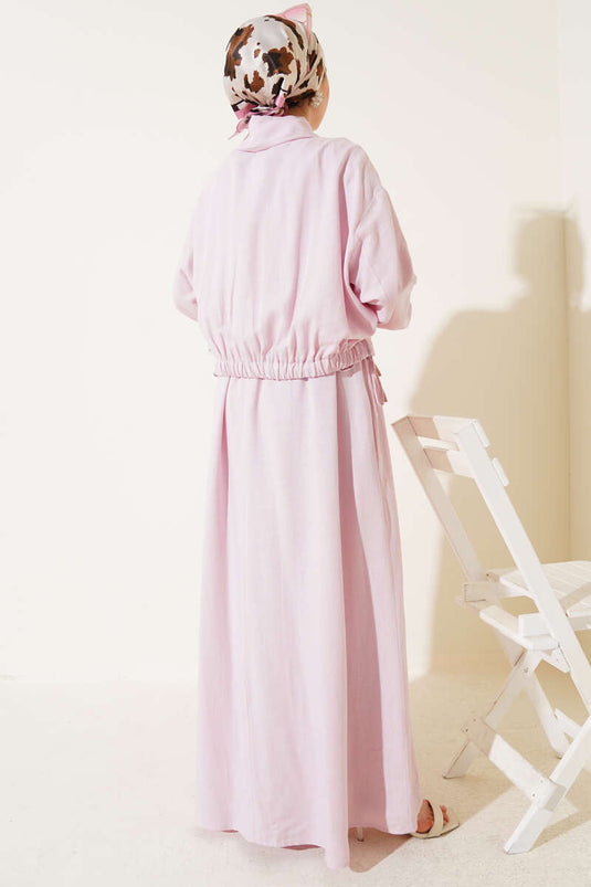 Ensemble gilet rose avec tunnel de taille et veste