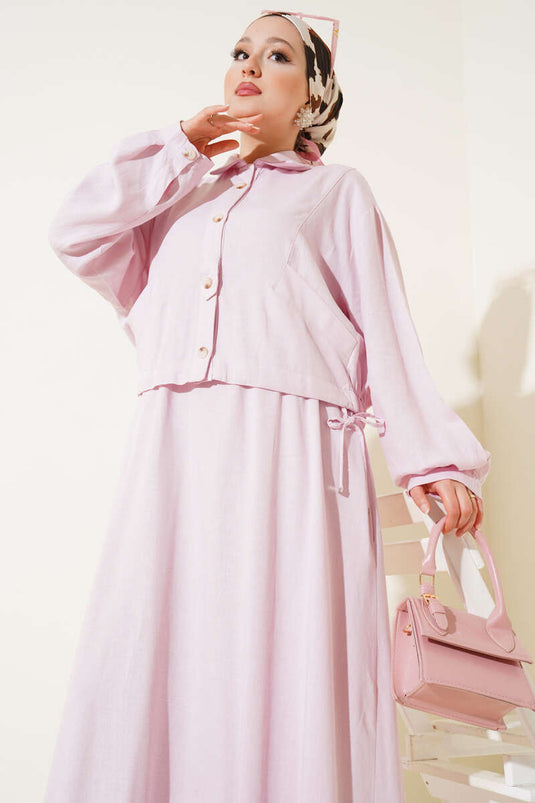 Ensemble gilet rose avec tunnel de taille et veste