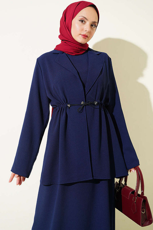 Conjunto Azul Marino Con Chaqueta Con Cinturón
