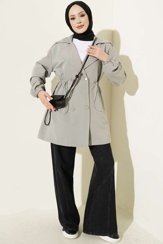 Trench-Coat Gris À Boutons Bel Tünelli