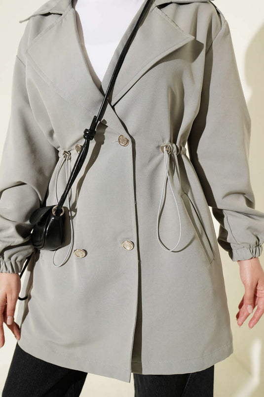 Trench-Coat Gris À Boutons Bel Tünelli