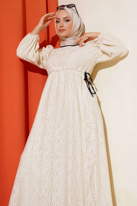 Robe en dentelle tunnel à la taille Crème