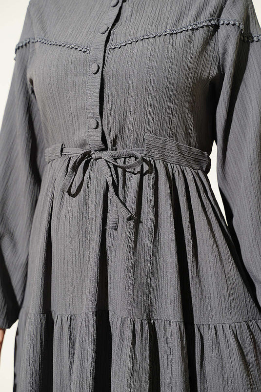 Robe À Boutons En Bois D'arbre Tünelli Bel Gris Fumé