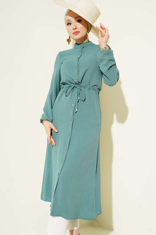 معطف أيروبين بحزام خصر بأزرار، أخضر فاتح