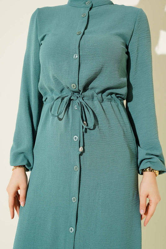 معطف أيروبين بحزام خصر بأزرار، أخضر فاتح